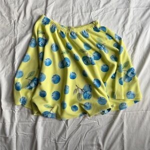 Yellow and Blue Blueberry Printed Women's Skirt